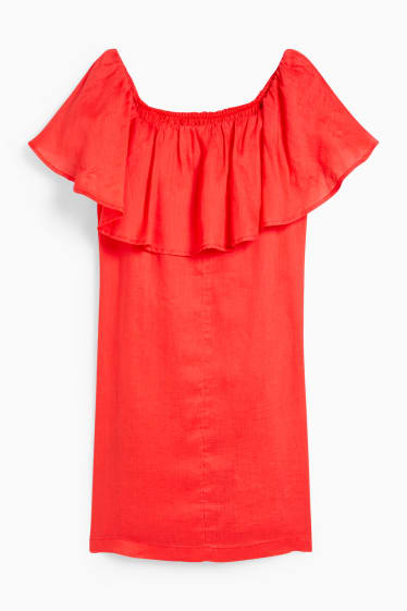 Women - Linen dress - red