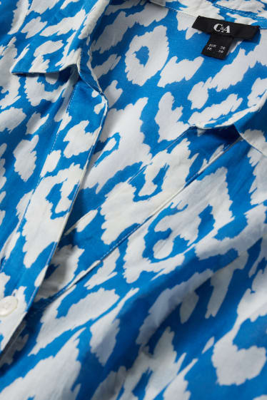 Dámské - Halenkové šaty - se vzorem - modrá/bílá