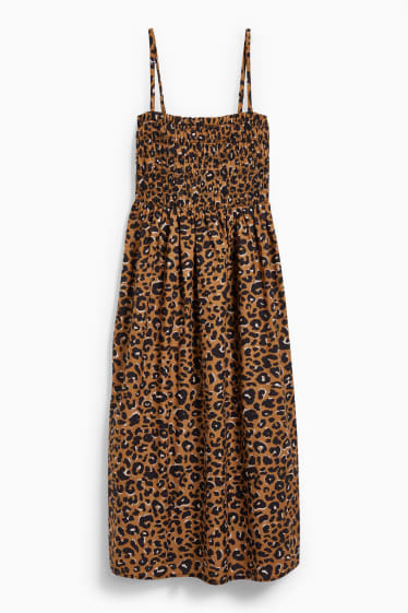 Women - Fit & flare dress - patterned - brown