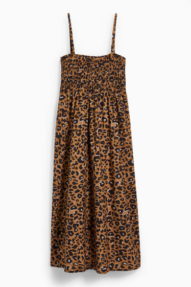 Women - Fit & flare dress - patterned - brown