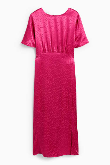 Damen - Satinkleid - gepunktet - pink