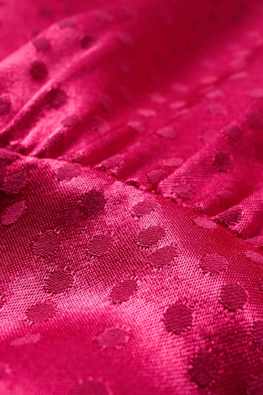 Damen - Satinkleid - gepunktet - pink