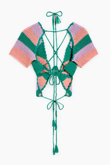 Damen - Crop Strick-Top - grün