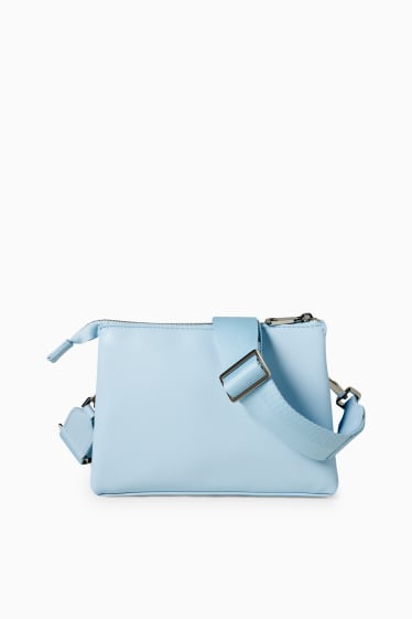 Donna - Borsa a tracolla con spallaccio staccabile - similpelle - azzurro