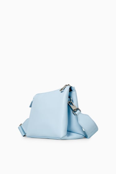 Donna - Borsa a tracolla con spallaccio staccabile - similpelle - azzurro