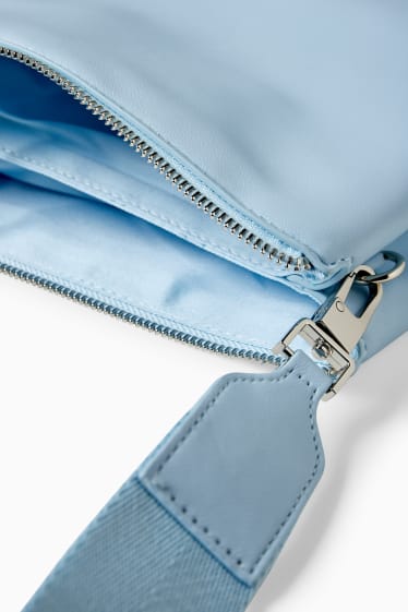 Damen - Umhängetasche mit abnehmbarem Taschengurt - Lederimitat - hellblau