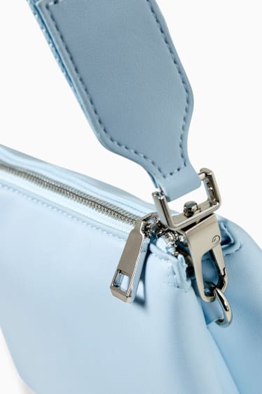 Damen - Umhängetasche mit abnehmbarem Taschengurt - Lederimitat - hellblau