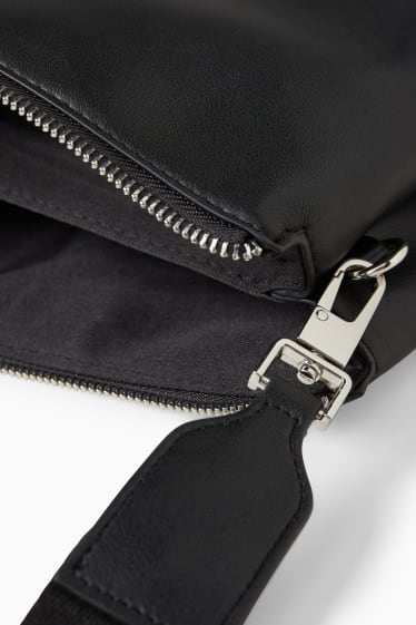 Women - Shoulder bag with detachable bag strap - faux leather  - black