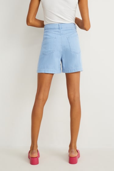 Dames - Korte broek - high waist - jeanslichtblauw