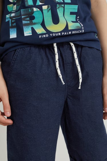 Kinderen: jongens - Shorts - gestreept - donkerblauw