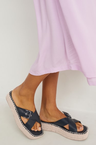 Damen - Espadrilles - Lederimitat - schwarz