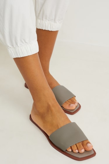 Damen - Sandaletten - Lederimitat - khaki