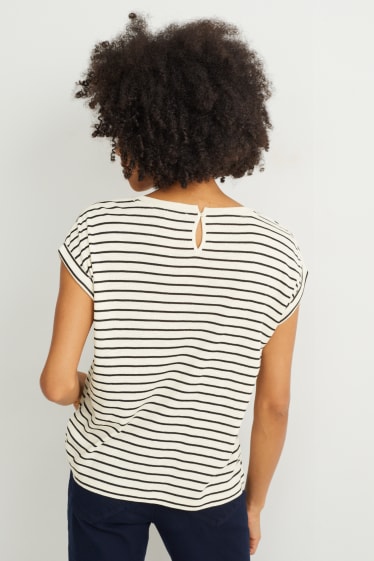 Femmes - T-shirt - à rayures - bleu foncé