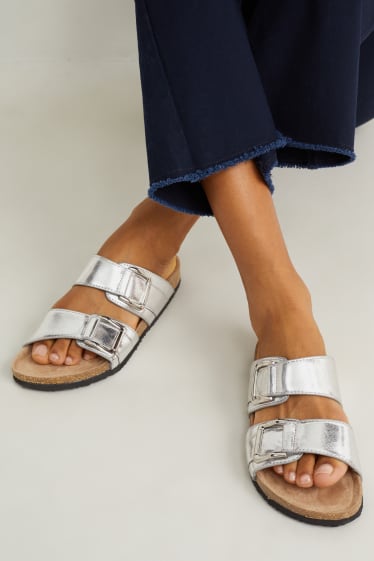 Femei - Sandale - imitație de piele - argintiu