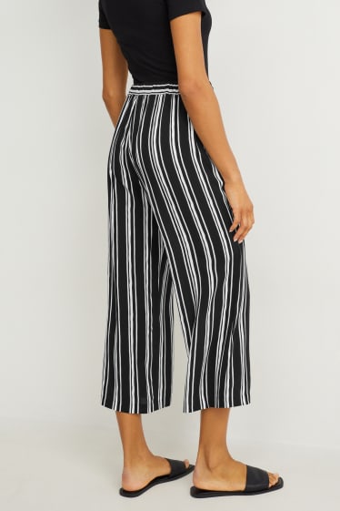 Mujer - Pantalón de tela - mid waist - palazzo - de rayas - negro / blanco