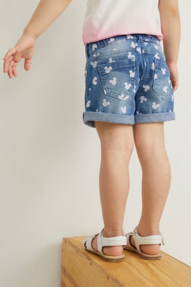 Kinderen - Minnie Mouse - set - korte spijkerbroek en scrunchie - 2-delig - jeanslichtblauw