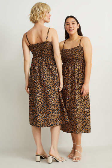 Women - Fit & flare dress - patterned - brown