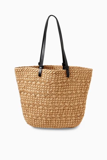 Damen - Stroh-Shopper - beige