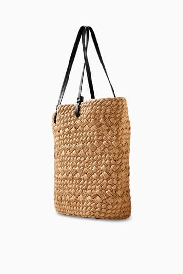 Damen - Stroh-Shopper - beige