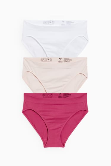 Femmes - Lot de 3 - culottes - sans coutures - rose foncé
