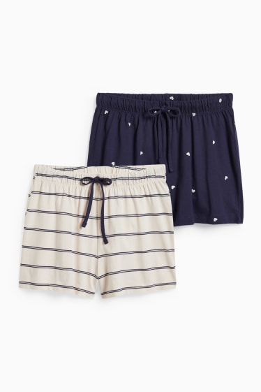 Damen - Multipack 2er - Pyjamashorts - hellbeige