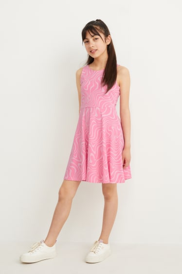 Niños - Vestido - estampado - fucsia