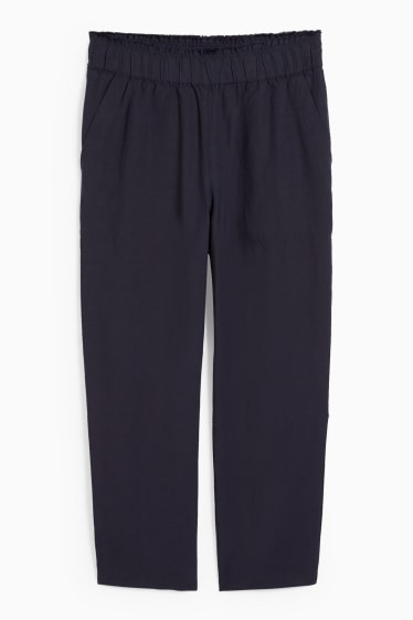 Dames - Pantalon - high waist - tapered fit - donkerblauw