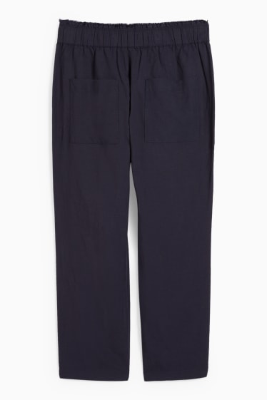 Dames - Pantalon - high waist - tapered fit - donkerblauw