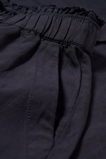 Dames - Pantalon - high waist - tapered fit - donkerblauw