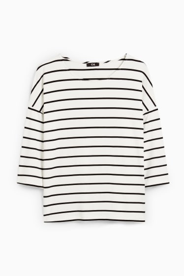 Women - Long sleeve top - striped - white