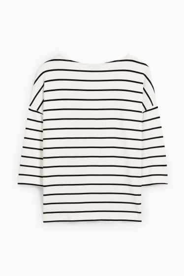 Women - Long sleeve top - striped - white