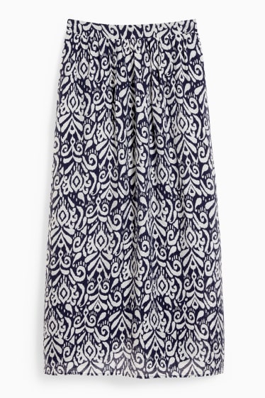 Women - Skirt - dark blue / creme white