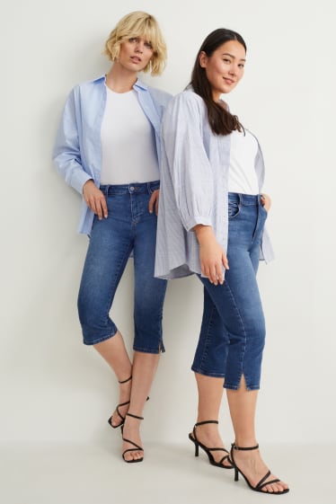 Femmes - Jean capri - mid waist - slim fit - jean bleu