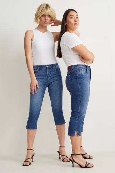 Dames - Capri jeans - mid waist - slim fit - jeansblauw