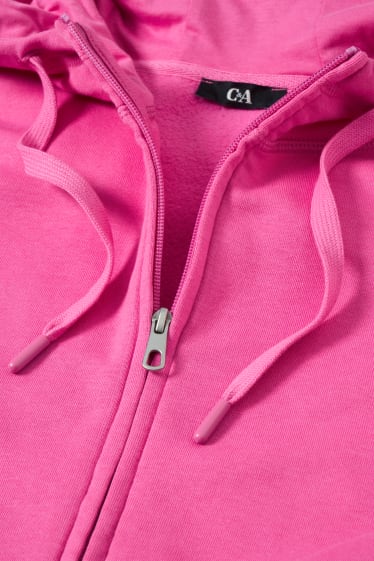Femmes - Sweat zippé basique à capuche - rose