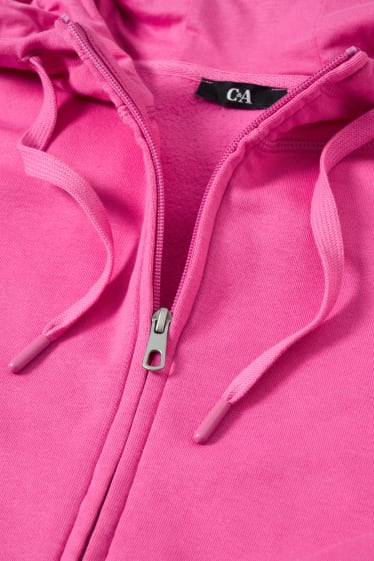 Donna - Felpa basic con zip e cappuccio - fucsia