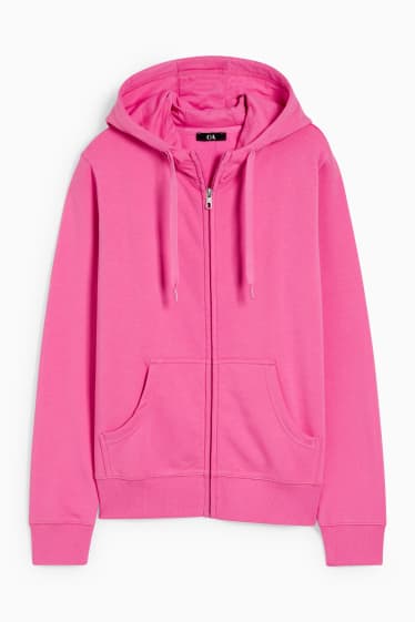 Women - Basic zip-through sweatshirt with hood - pink
