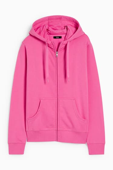 Donna - Felpa basic con zip e cappuccio - fucsia