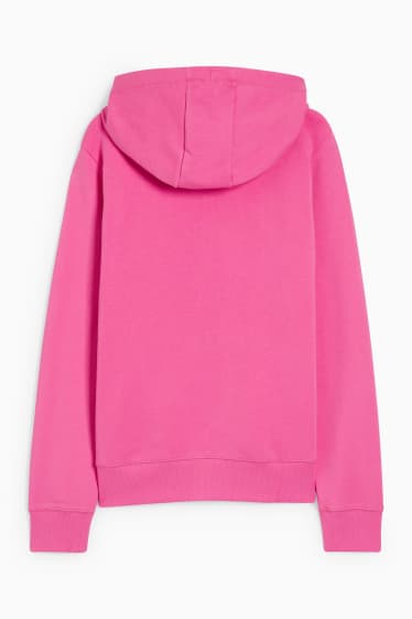 Donna - Felpa basic con zip e cappuccio - fucsia