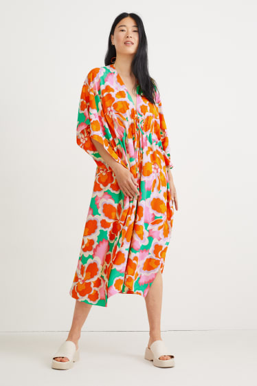 Femmes - Kimono - à fleurs - orange