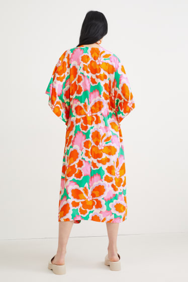 Femmes - Kimono - à fleurs - orange