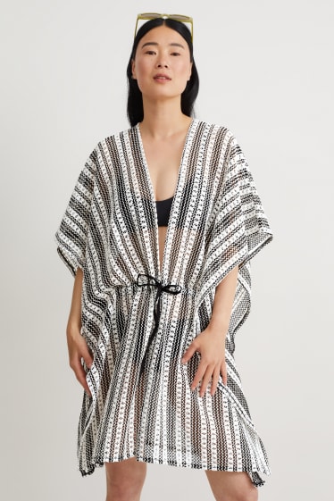 Dames - Kimono - gestreept - zwart