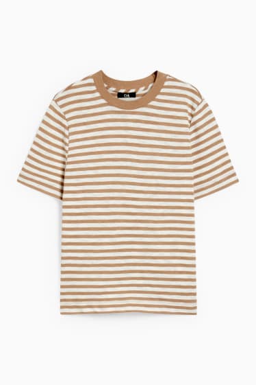 Femmes - T-shirt - à rayures - beige