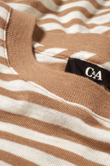 Femmes - T-shirt - à rayures - beige