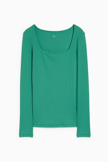 Damen - Basic-Langarmshirt - grün