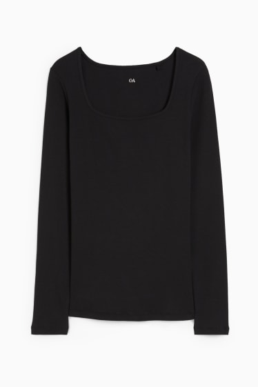 Damen - Basic-Langarmshirt - schwarz