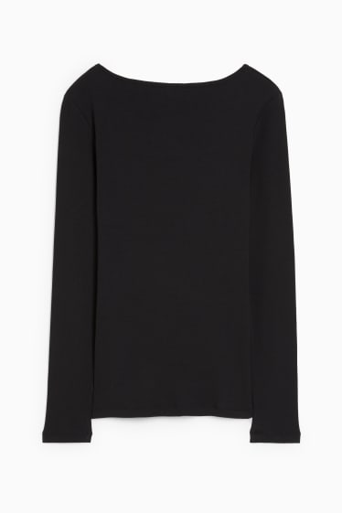 Damen - Basic-Langarmshirt - schwarz