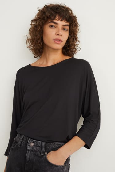 Damen - Langarmshirt - schwarz