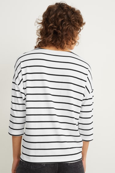 Women - Long sleeve top - striped - white