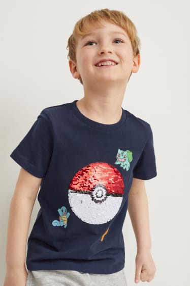 Kinder - Pokémon - Kurzarmshirt - Glanz-Effekt - dunkelblau